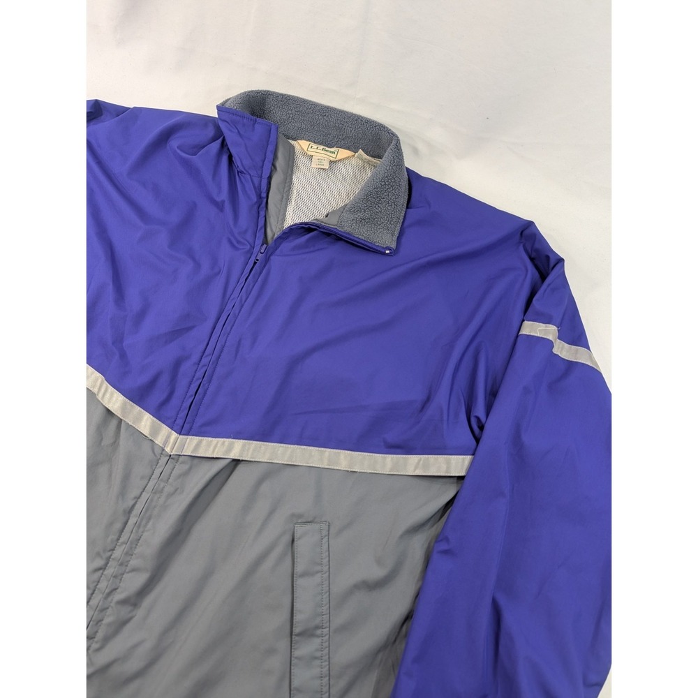 L.L.Bean Vintage Gray Purple Windbreaker Jacket Men's Tall Large Full Zip